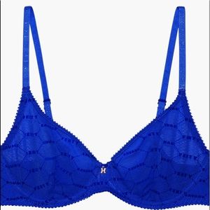 Savage X Fenty Blue unlined underwire Logo Bra.